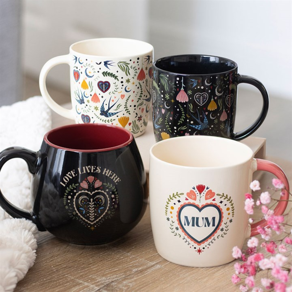 Black Midnight Bloom Print Mug